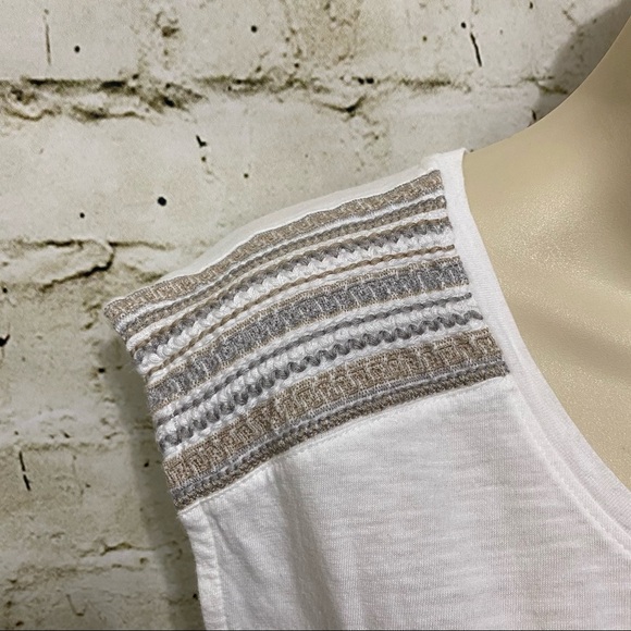 Gap White Beige Woven Shoulder Tank Top - Picture 2 of 5